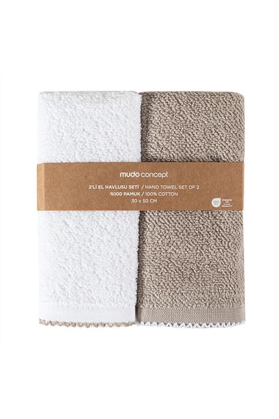Mudo Home PRAHA 2-Piece Hand Towel Set - White Mink 30x50