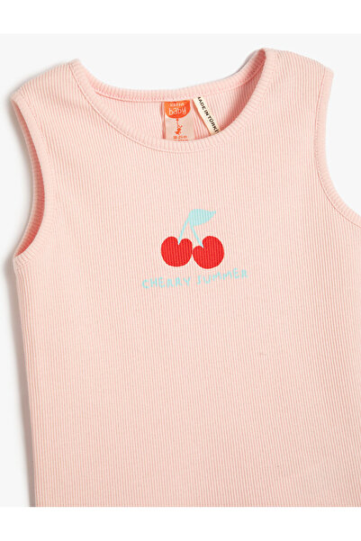 Koton Tank Top Sleeveless Crew Neck Ribbed Printed Cotton