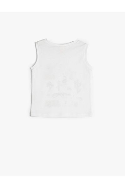 Koton Tank Top fără mâneci cu gât rotund din bumbac imprimat