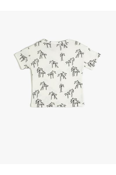 Koton Tricou cu mânecă scurtă cu decolteu și bumbac imprimat