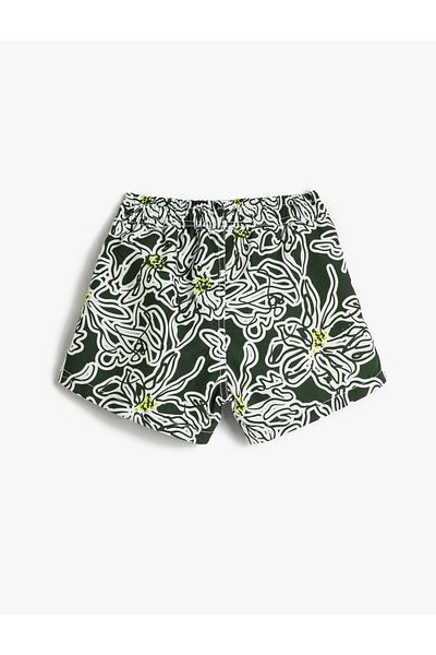 Koton Swimsuit Tie Waist Floral Patterned Comfortable Cut Mesh Lined