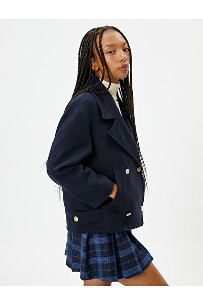 Koton Oversize Kruvaze Kısa Ceket Cepli