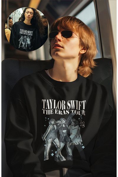 Fuddy Moda Unisex Taylor Swift Concert Φούτερ χωρίς κουκούλα με στάμπα, Oversize The Eras Tour Printed Sweat