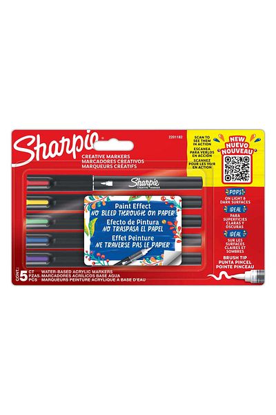 Sharpie Acrylic Pen Set of 5 - Creative Marker with Brush Tip, 2201182