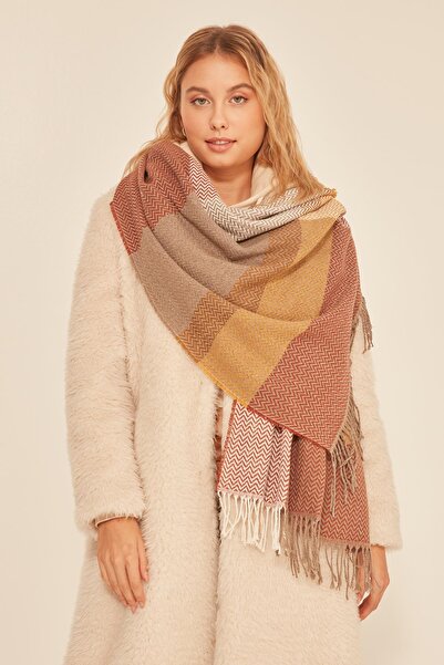 FELLMENS 13807-1 Μοτίβο ψαριού με μαλακή υφή Πορτοκαλί παχύ σάλι ώμου