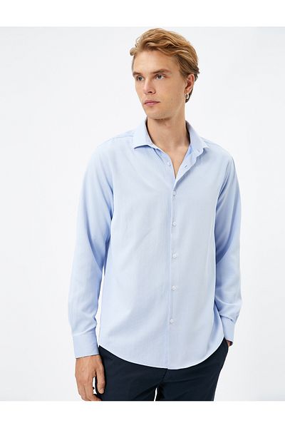 Koton Basic Shirt Classic Collar Buttoned Long Sleeve Non Iron