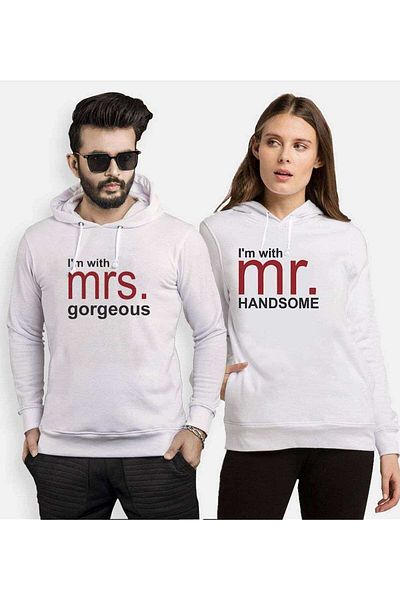 Tshirthane Mr Mrs Handsome Gorgeous Lover Combinations Hooded Couple Combination