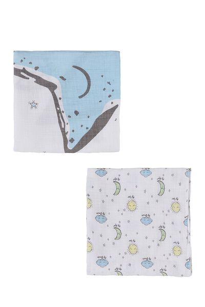 Miny Center Baby Boy 2-Piece Muslin Blanket 90X90Cm