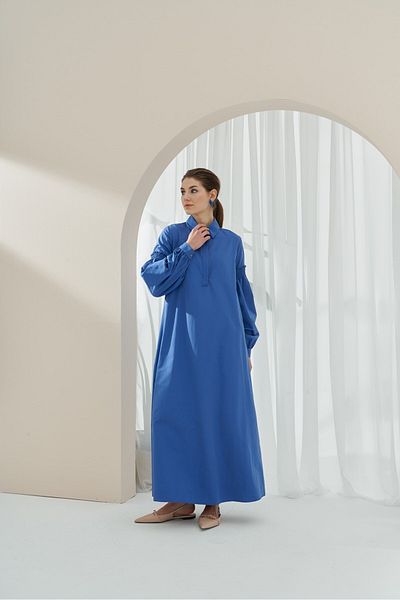 QANU Rochie cu maneci elastice albastru
