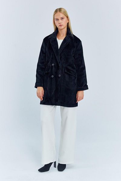 Mixray Black 4064 Model Women's Furry Fur Coat