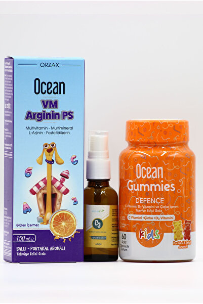 Ocean VM Arg PS, D3 Sprey ve Gummies Defence - Çocuklar İçin Güçlü Vitamin ve...