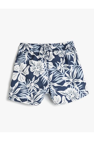 Koton Pantaloni scurți de baie, cu cravată în talie, cu modele florale, căptușiți din plasă