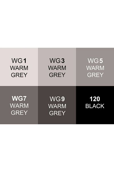 GVN ART Touchliit Double Sided Brush Tip Marker Pen Set of 6 Warm Gray Colors