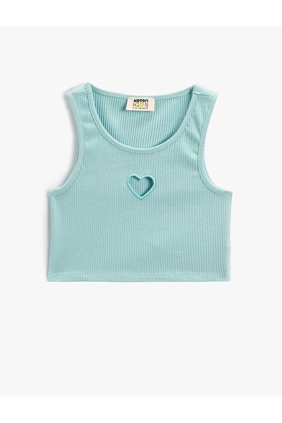Koton Βαμβακερό αμάνικο Crop Top - με λεπτομέρεια παραθύρου και ραβδώσεις