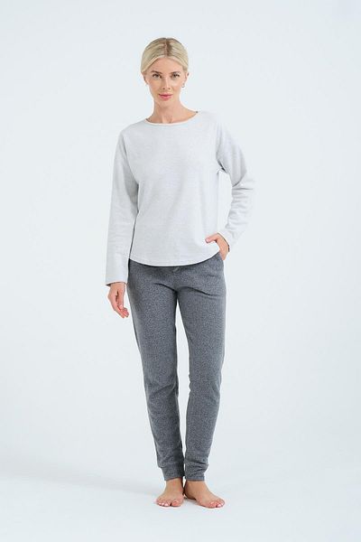 C&City Weißes Jacquard-Pyjama-Set mit langen Ärmeln – schulterfrei 402027