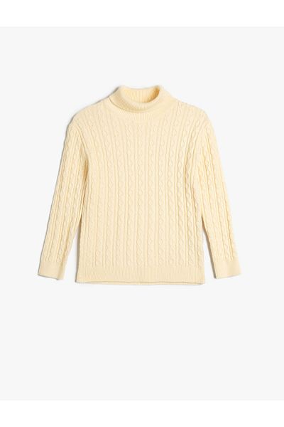 Koton Turtleneck Sweater Long Sleeve with Hair Braid Detail