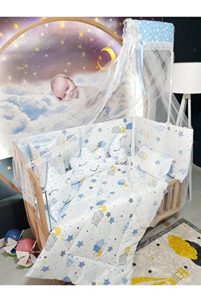 Baby Clime 70X130 Baby Sleeping Set - Mosquito Net and Apparatus Included, Moon Cloud Star Pattern
