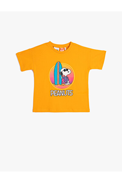 Koton Μπλουζάκι Snoopy με άδεια χρήσης με κοντό μανίκι, βαμβακερό λαιμόκοψη