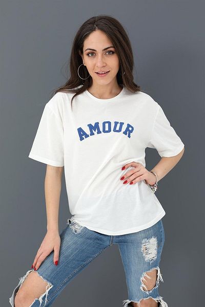VAPUR TEKSTİL Tricou Crew Deck Amour Printed - Albastru