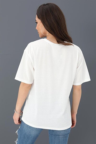 VAPUR TEKSTİL Amour Printed Red T-shirt - Crew Neck