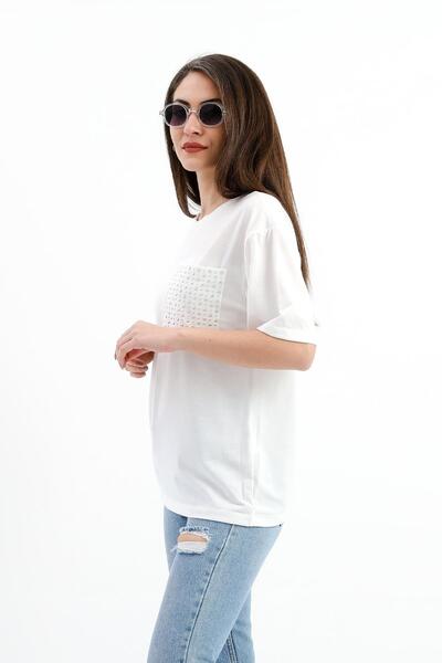 VAPUR TEKSTİL Ecru Staple Detailed Pocketed T-shirt