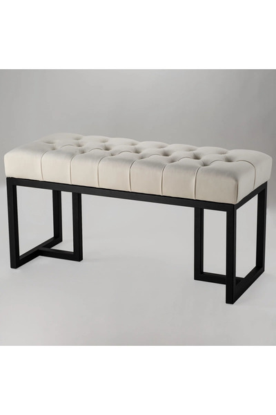 SCY Byresten Metal Ayak Açık Krem Babyface Yatak Ucu Oturma Bankı Kapitoneli ...