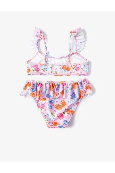 Koton 2-teiliges Bikini-Set mit Rüschen und überkreuzten Trägern und Schmetterlingsmuster
