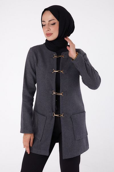 TOFİSA Plain Medium Women's Anthracite Stamp Jacket - 13292