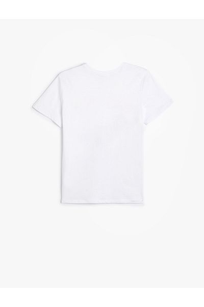 Koton Dinosaurier-T-Shirt, kurzärmelig, Rundhalsausschnitt, Baumwolle