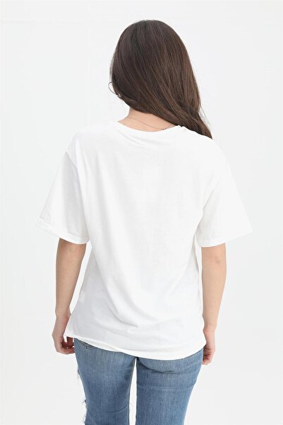 VAPUR TEKSTİL Μπλουζάκι με στάμπα με ροζ λαιμόκοψη