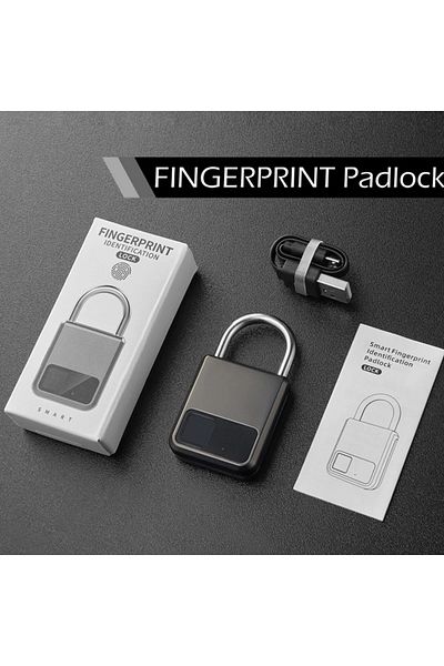 Choice Silver Fingerprint Padlock Waterproof Smart Keyless Security Locker Fingerprint Lock Anti-Theft USB