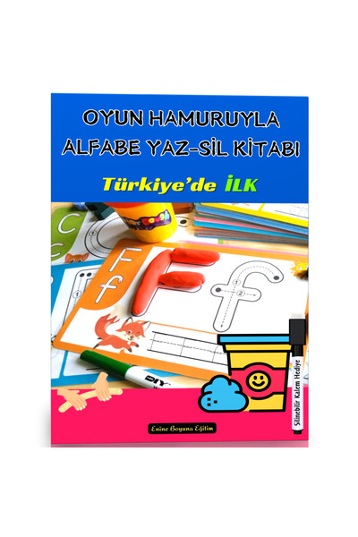 Enine Boyuna Eğitim Alphabet Yaz-Sil Book with Play Dough