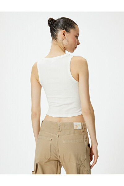 Koton Baumwoll-Crop-Unterhemd mit Rundhalsausschnitt – gerippt