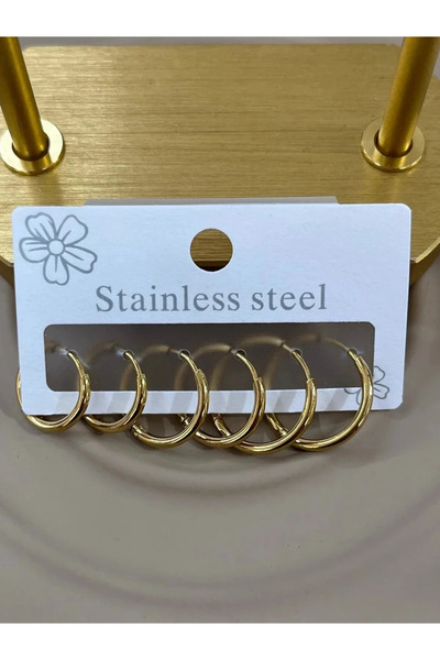 DuhaDTM أقراط فولاذية صغيرة إلى كبيرة - عبوة متعددة