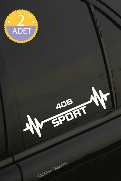 Kocamın Tasarımı Peugeot 408 White Auto Sticker - Pulse Heartbeat Rhythm, 2 P...