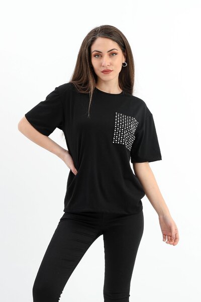 VAPUR TEKSTİL Staple Detailed Pocket T-shirt - Black