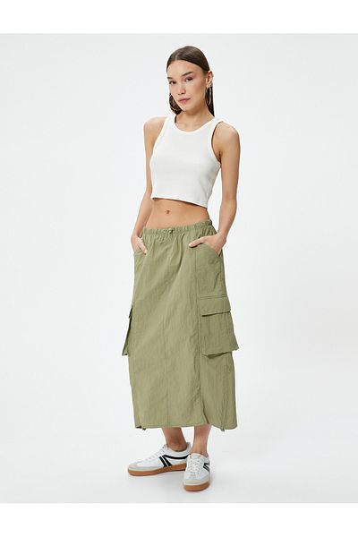 Koton Cargo-Midirock aus Fallschirmstoff mit elastischem Taillenstopper-Detail