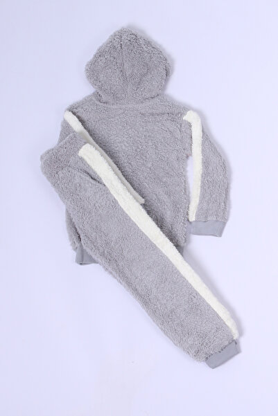 HÇM KIZ ÇOCUK PELUŞ EŞOFMAN TAKIMI NAKIŞLI KAPÜŞONLU D48