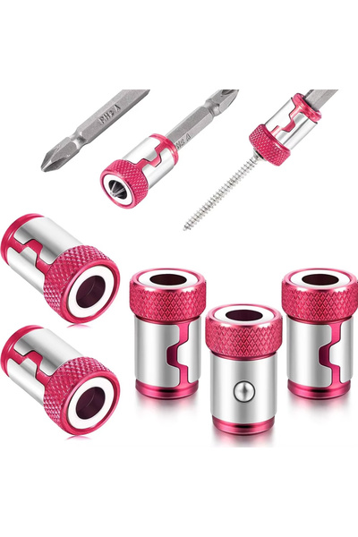 Choice3 5 قطع حلقات مغناطيسية وردية اللون، رؤوس مفكات براغي مغناطيسية لرأس مف...