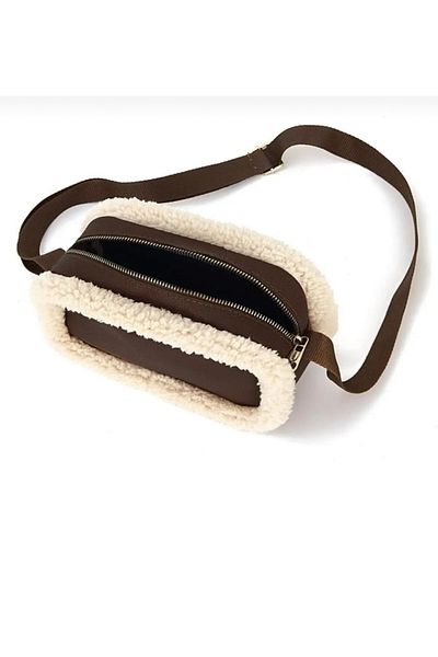 MUBO Original Trend Furry Plush Shoulder Bag Crossbody Adjustable Strap Zippered Arm and Shoulder Bag