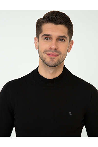 Pierre Cardin Black Slim Fit Half Turtleneck Basic Sweater 50248552-Vr046