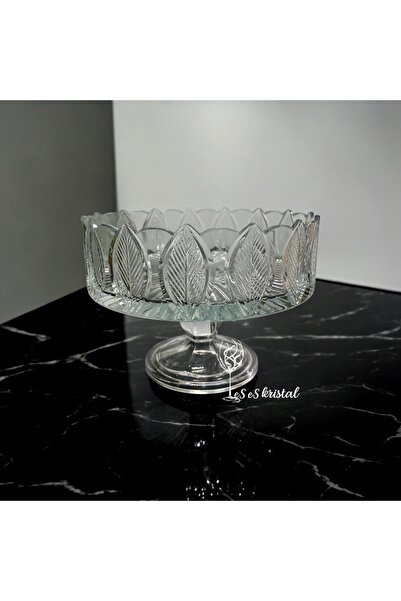es es kristal 25 Cm Cam Kesme Ayaklı Sunum Kasesi