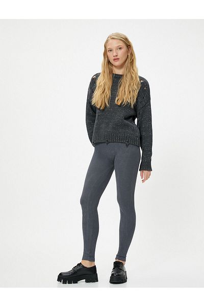 Koton Leggings Faded Effect High Waist Ribbed