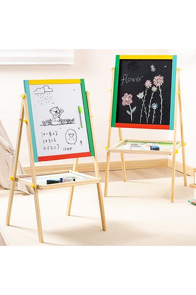 Choice Kids Wooden Art Easel Wooden Multifunctional 2 In 1 Chalkboard For School