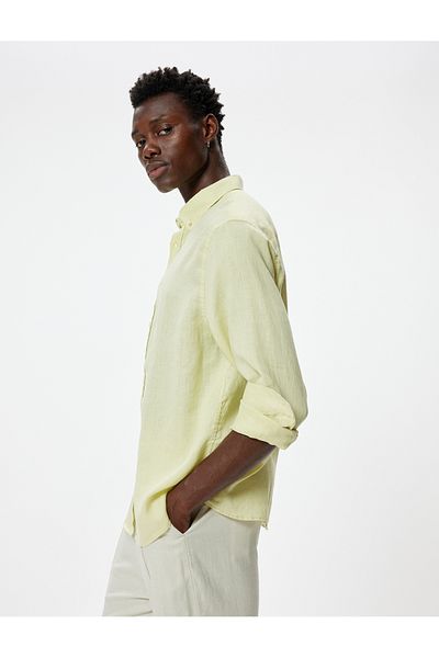 Koton Long Sleeve Linen Shirt - Classic Collar and Buttons
