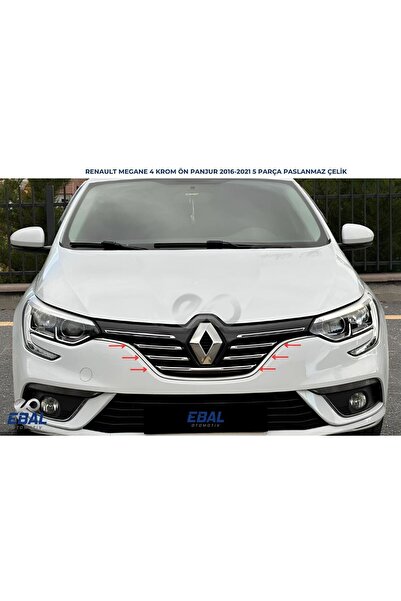 EBAL OTO AKSESUAR Renault Megane 4 (HB) Krom Ön Panjur 5 Prç. 2016-2020 Uyuml...