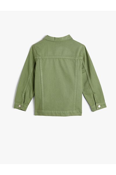 Koton Jeansjacke mit aufgesetzter Tasche, lange Ärmel, Baumwolle