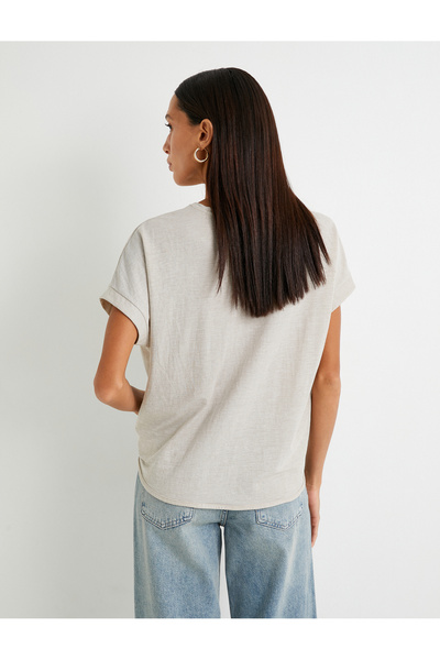 Koton Viskózová halenka s krátkým rukávem a výstřihem