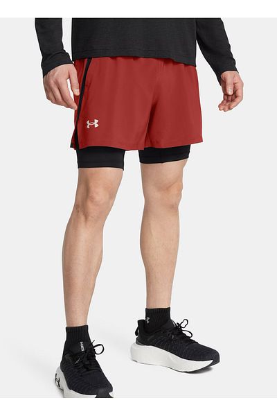 Under Armour Πορτοκαλί ανδρικό σορτς με ελαστική μέση κανονική εφαρμογή 1382640 -840 UA LAUNCH 5'' 2-IN-1 SH
