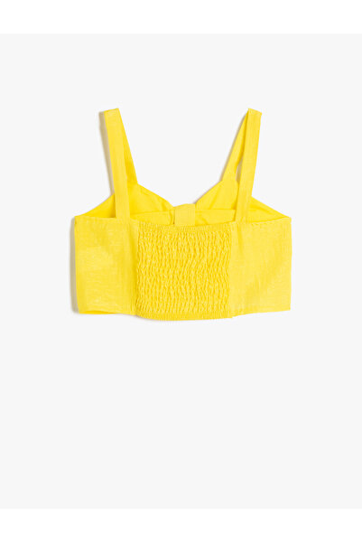 Koton Crop Üst Askılı Dokulu Önden Bağlamalı Parlak